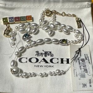 Coach White and Gold Pearl Bracelet